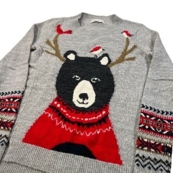 Abercrombie Fitch Sweater Womens Small Christmas Reindeer Ugly Wool Nylon - Picture 1 of 8